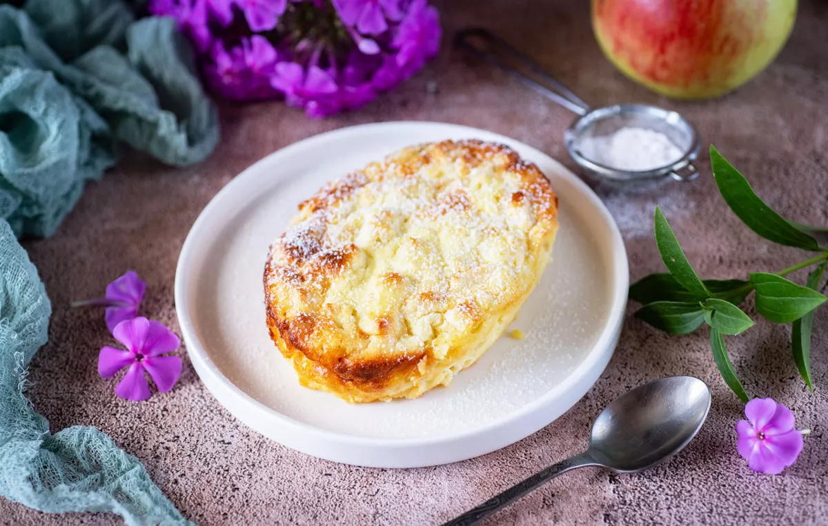 Obuolių ir varškės suflė