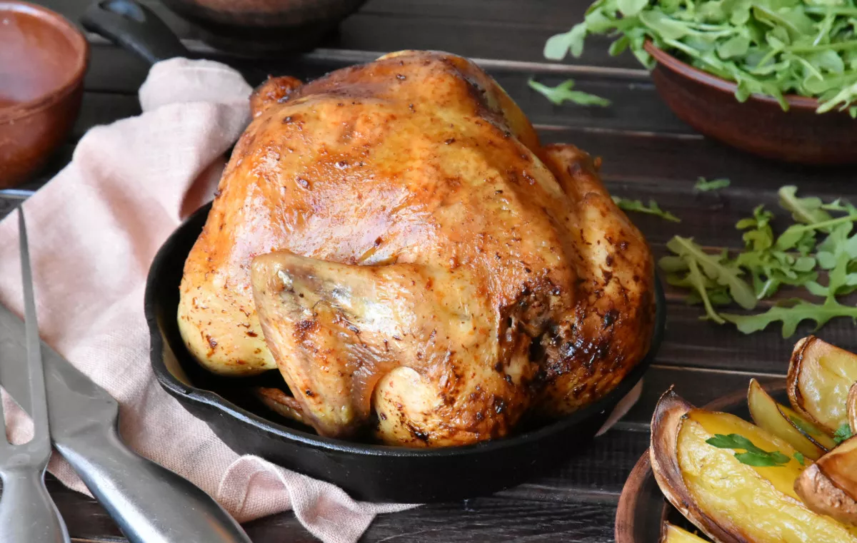 Vištiena orkaitėje ant stiklainio