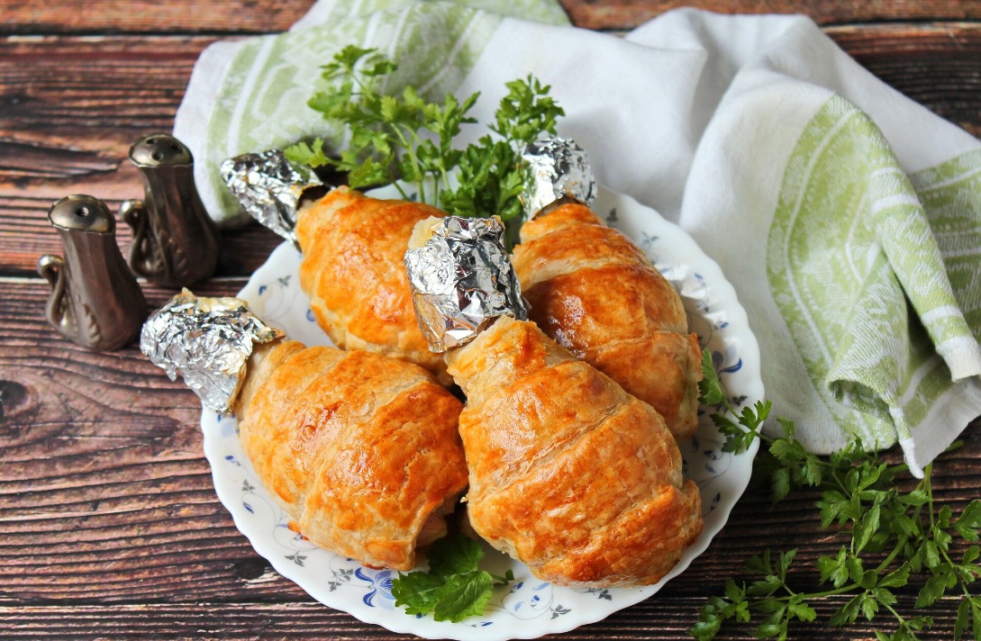 Vištienos kulšelė sluoksniuotoje tešloje Receptas su nuotraukomis