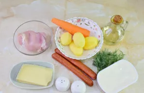 Sriubos gaminimui paruoškite visus reikalingus ingredientus. Proporcijas galite šiek tiek koreguoti pagal savo skonį.