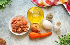 Paruoškite visus reikiamus ingredientus. Morką ir svogūną nulupkite, nupjaukite galiukus ir gerai nuplaukite. Kiaušinį taip pat nuplaukit...