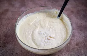 Viską išmaišykite ir įdėkite sodos, užgesintos actu.