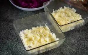 Į kitą sluoksnį sudėkite tarkuotus obuolius.